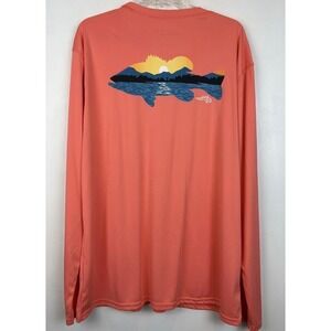 Reel Life Performance Tee Mens 3XL Orange Excellent Graphic Fishing Shirt